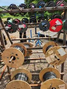 lot 8 image: Stand with Electrical Wire Spools