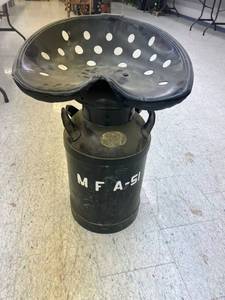 lot 29 image: Milk Can Tractor Seat Stool