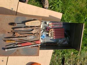 Metal Drawer & Misc. Spade Bits and Other Tools