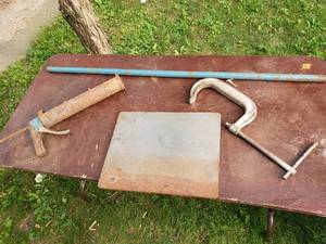 Large C Clamp, Plate Steel, Old Caulk Gun