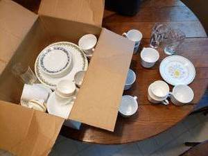 Box of various Dishes and Cups