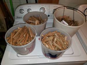 4 Pails of Clothes Pins