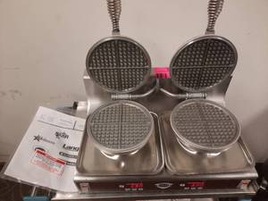 lot 73 image: Wells WB2E Dual Round Waffle Maker - Programmable Temperature Controls, Stainless