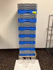 lot 166 image: Pitchers and Cambro Racks Vollrath Dolly