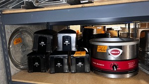 lot 266 image: Wells Food Warmer, Tork Napkin Dispensers, Glass Plate