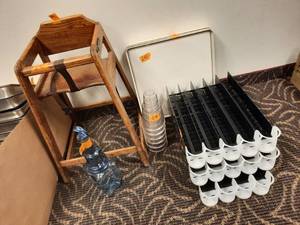 lot 240 image: Wood Booster, Decanter, Holders.
