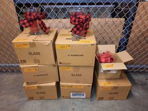 lot 247 image: Indiana Glass Hurricane Candle Holders