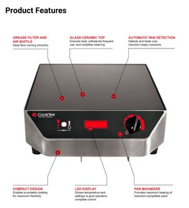 lot 37 image: Brand NEW Glass-Ceramic Top CookTek 600701 MC2500 Countertop Induction Cooktop, Sells new for $2,107