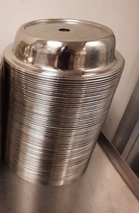 lot 89A image: 72 Stainless Steel 10 Dome Plate Covers