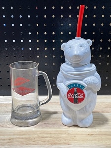 lot 21 image: Grain Belt Glass and Vintage Coca Cola Polar Bear Plastic Cup with Straw