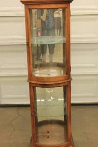 lot 5 image: Luxury Decorative Glass Display Cabinet w Removable Shelves 70.5 Tall x 21.5 Wide x 15 Deep - See Pictures