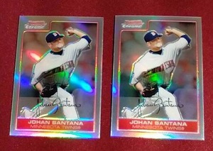 lot 2 image: (2) 2006 Johan Santana Bowman Chrome Refractor Cards