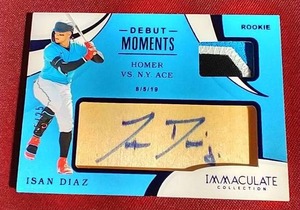lot 18 image: 2020 Immaculate Isan Diaz Jersey Autograph Rookie Card - #d25