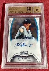 lot 32 image: Bowman Sterling Jed Bradley Autograph Rookie Card - Beckett 9.510