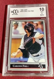lot 78 image: 1992 Leaf Carlton Fisk Card - BCCG 10