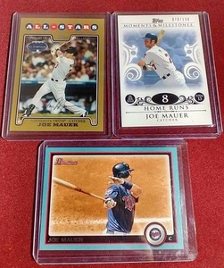 lot 80 image: (3) Numbered Joe Mauer Cards
