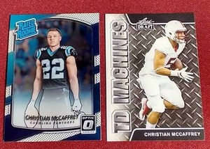 lot 81 image: (2) Christian McCaffrey Rookie Cards - Optic Rated Rookie