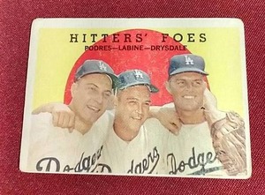 lot 84 image: 1959 Topps Hitters Foes Card (Drysdale)
