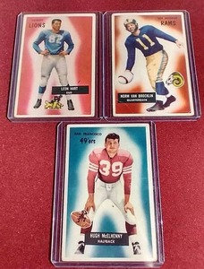 lot 92 image: (3) 1955 Bowman Football Cards - 2 HOFers
