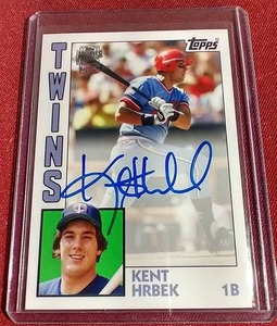lot 101 image: Topps Archives Kent Hrbek Autograph Card