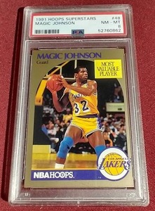 lot 126 image: 1991 Hoops Magic Johnson Card - PSA 8