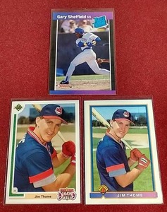 lot 141 image: (3) Baseball Rookie Cards - Thome & Sheffield