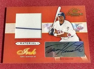 lot 168 image: Awesome Torii Hunter Autographed Game-Used Jersey Card - #d100