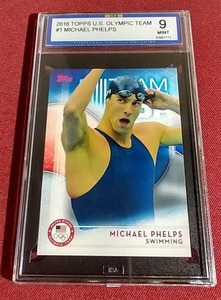 lot 170 image: 2016 Topps Olympic Michael Phelps Card - ISA 9