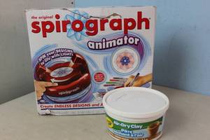 lot 21 image: The Original Spirograph Animator  Crayola Air-Dry Clay Teracotta