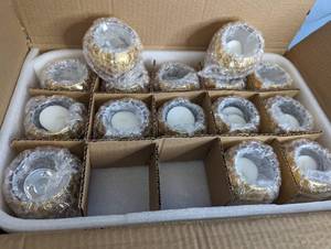 lot 92 image: 30 ct (2 cases) of Gold Votive Candle Holder Centerpieces