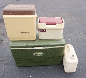 lot 6 image: (4) Plastic Coolers...