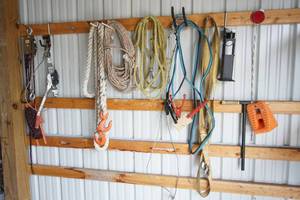 lot 13 image: Garage LotIncluding Jumper Cables, Come-Along,Tow ropes