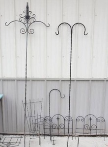 lot 19 image: Lawn & GardenDecor...Wrought Iron Shepherds Hooks, Decorative Fencing Etc.
