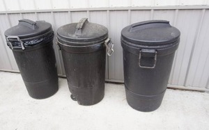 lot 22 image: GarageShop...GOTT Locking Garbage Cans on Wheels With Lids...
