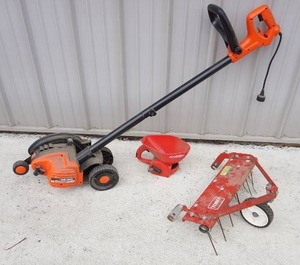 lot 23 image: Lawn & GardenTools...Black & Decker Edge-Hog, Toro Thatcher Attachment, Earthway Handheld Fertilizer Spreader...