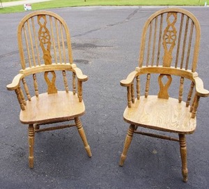 lot 44 image: AntiqueVintage Furniture...Wood Captains Chairs for Repurpose