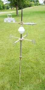 lot 1A image: Antique...1900s Model T Weathervane Lightning Rod with Milk Glass Ball