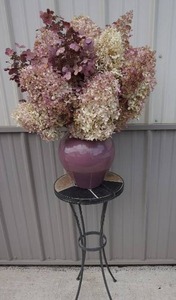 lot 55 image: Home Decor...Plant Stand and Floral Arrangement