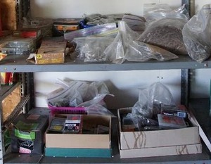 lot 73 image: GargageHardwareBuilding Supplies...Two Shelves Full of Nails, Screws Etc.