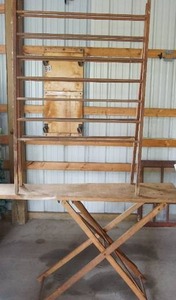 lot 128 image: Vintage...Clothes Drying Rack and Ironing Board