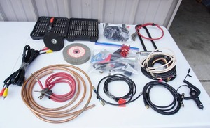 lot 147 image: Garage...Husky Screwdriver Bit Set, Grinding Wheels, Cables, Wires Etc.