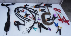 lot 197 image: GarageTools...Clamps, Tie Downs, Bungy Cords Etc.