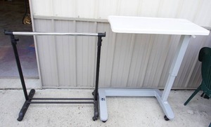 lot 204 image: HouseholdFurniture...PortableAdjustable Clothes Hanging Rack, Adjustable Tray Table on Wheels