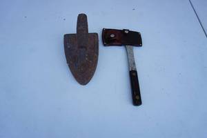 lot 221 image: AntiqueVintageSad Iron, Hatchet