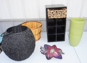 lot 229 image: Home Decor...Circle Basket, Bushel Basket, Gazer, Storage BinBox Etc.