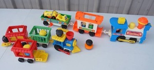 lot 241 image: AntiqueVintageCollectableToys...1987 Fisher-Price Little People Express Train,  FP 1991 Little Chunky People Train