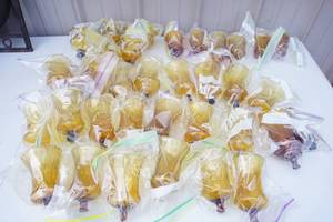 lot 272 image: Home DecorPartyHome Interiors...Amber Glass Votive Candle Holders