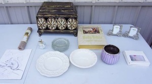 lot 295 image: Home EssentialsDecor...Tabletop Decorations, Storage Bin, Bible Etc