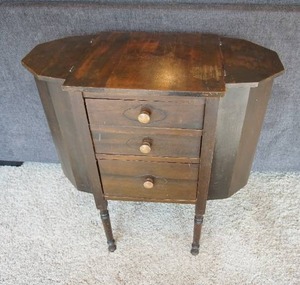 lot 334 image: AntiqueVintageHomeFurnitureSewing...Martha Washington Sewing Cabinet Table Storage Wood Nightstand Accent