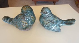 lot 339 image: Home EssentialDecorTabletop...Pair of Large Ceramic Blue Birds